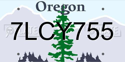 7LCY755 Oregon License Plate
