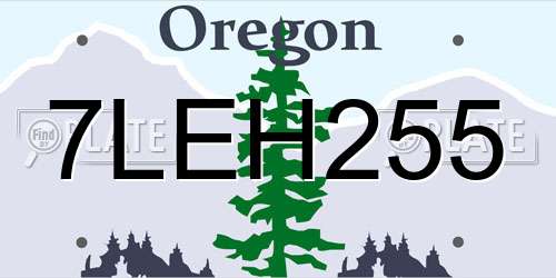 7LEH255 Oregon License Plate