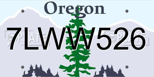 7LWW526 Oregon License Plate