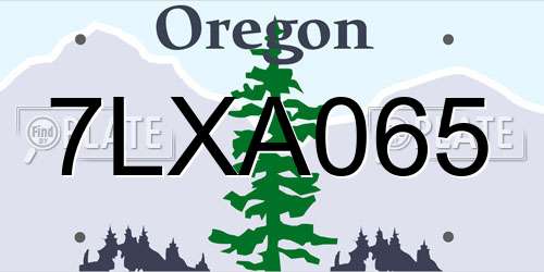 7LXA065 Oregon License Plate