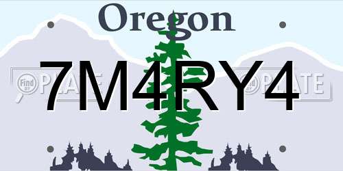 7M4RY4 Oregon License Plate