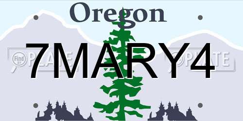 7MARY4 Oregon License Plate