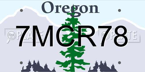 7MCR78 Oregon License Plate