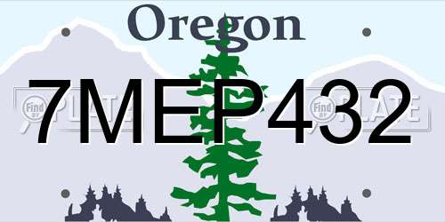 7MEP432 Oregon License Plate