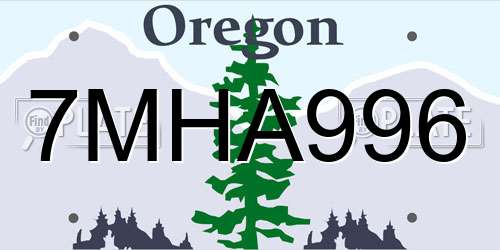 7MHA996 Oregon License Plate