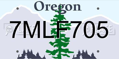 7MLF705 Oregon License Plate