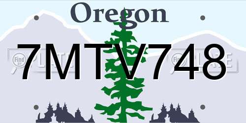 7MTV748 Oregon License Plate