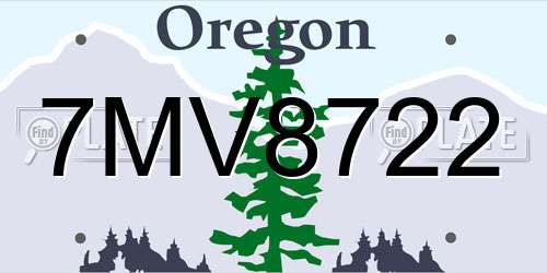 7MV8722 Oregon License Plate
