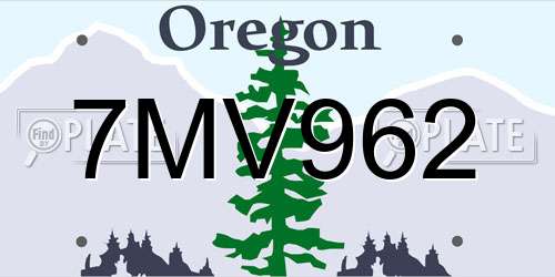 7MV962 Oregon License Plate