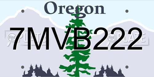 7MVB222 Oregon License Plate