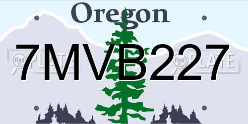 7MVB227 Oregon License Plate