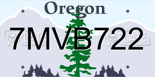 7MVB722 Oregon License Plate