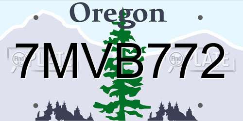 7MVB772 Oregon License Plate