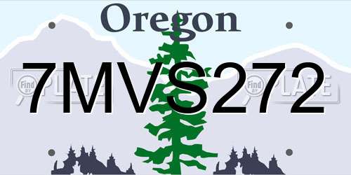 7MVS272 Oregon License Plate