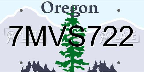 7MVS722 Oregon License Plate