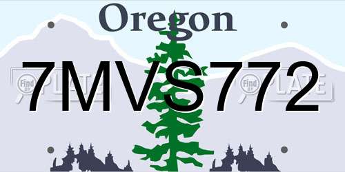 7MVS772 Oregon License Plate