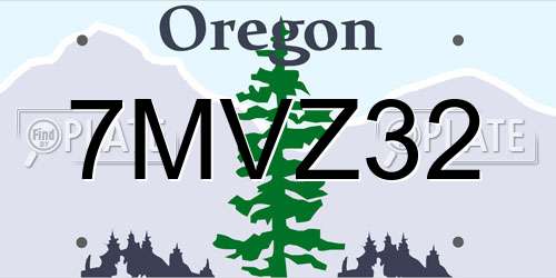 7MVZ32 Oregon License Plate