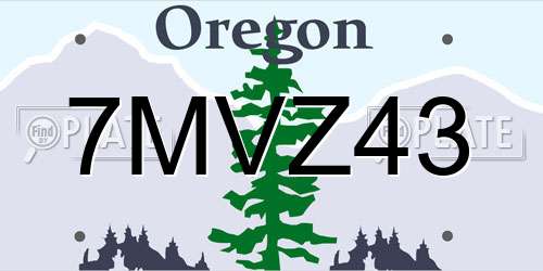 7MVZ43 Oregon License Plate