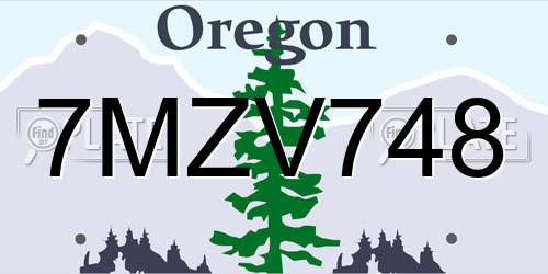 7MZV748 Oregon License Plate