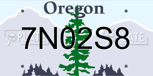 7N02S8 Oregon License Plate