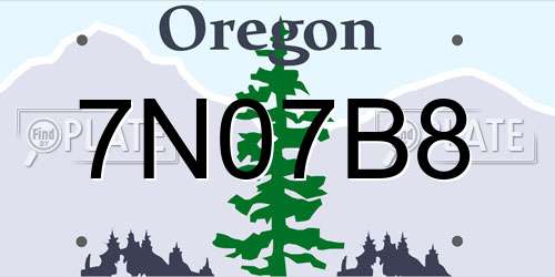 7N07B8 Oregon License Plate