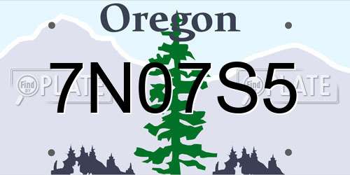 7N07S5 Oregon License Plate