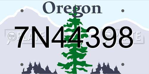 7N44398 Oregon License Plate