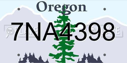 7NA4398 Oregon License Plate