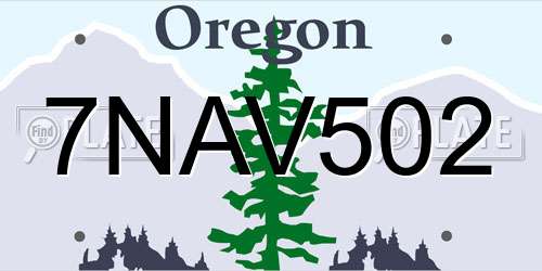 7NAV502 Oregon License Plate