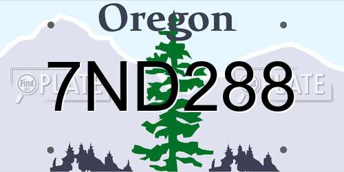 7ND288 Oregon License Plate