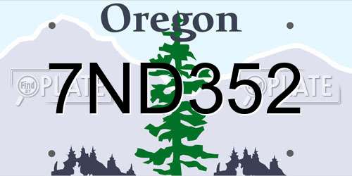 7ND352 Oregon License Plate