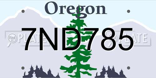 7ND785 Oregon License Plate