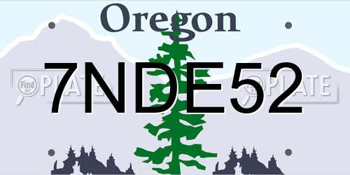 7NDE52 Oregon License Plate