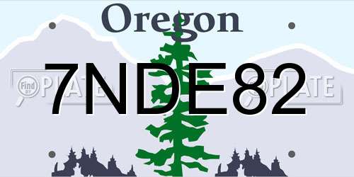 7NDE82 Oregon License Plate