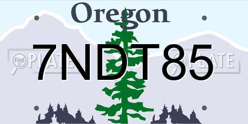 7NDT85 Oregon License Plate