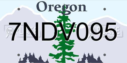 7NDV095 Oregon License Plate