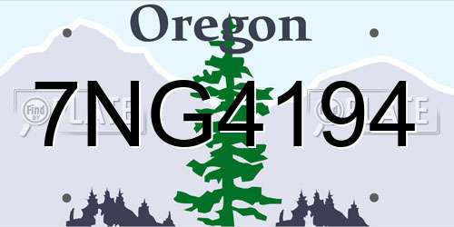 7NG4194 Oregon License Plate