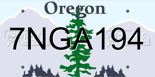 7NGA194 Oregon License Plate