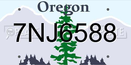 7NJ6588 Oregon License Plate
