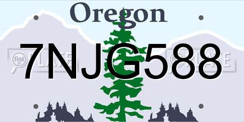 7NJG588 Oregon License Plate