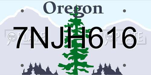 7NJH616 Oregon License Plate