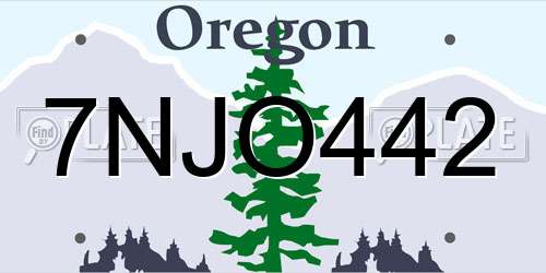 7NJO442 Oregon License Plate