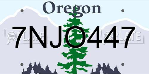 7NJO447 Oregon License Plate