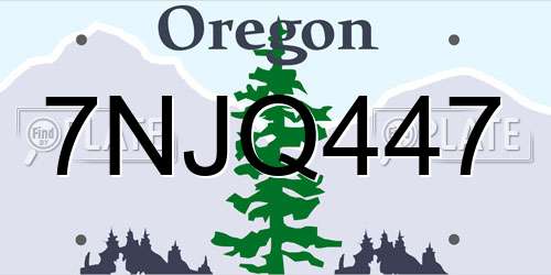 7NJQ447 Oregon License Plate