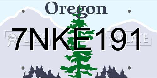 7NKE191 Oregon License Plate