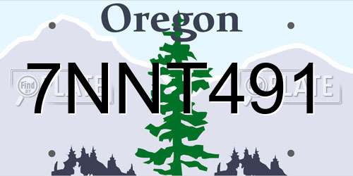 7NNT491 Oregon License Plate