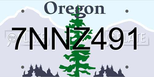 7NNZ491 Oregon License Plate