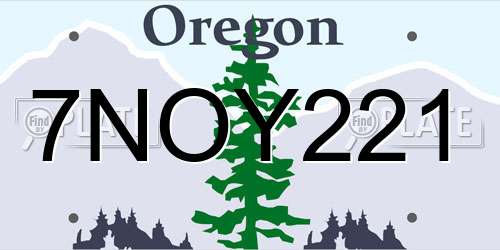 7NOY221 Oregon License Plate