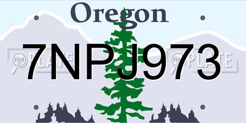 7NPJ973 Oregon License Plate