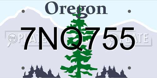 7NQ755 Oregon License Plate
